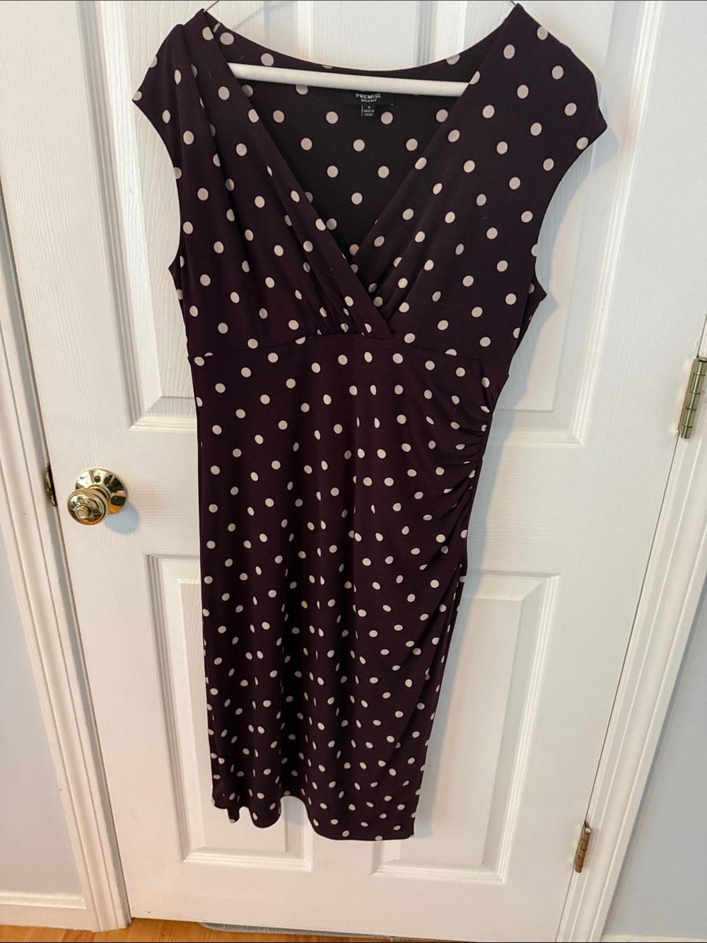 Premise Black Midi Dress with Cream Polka Dots